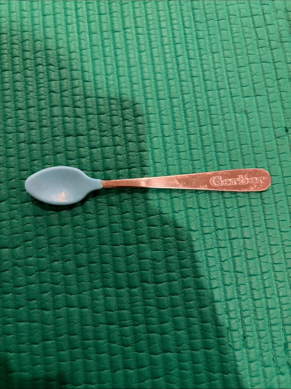 Vintage Gerber Stainless Handle Baby Spoon with Light Blue Silicone Tip